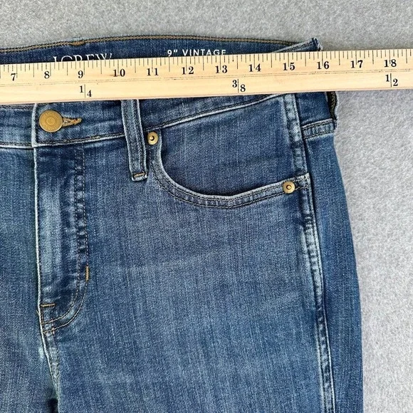 J. Crew 9" Womens Jeans 29T Slim Straight Vintage Blue Mid Wash Denim - Picture 6 of 10